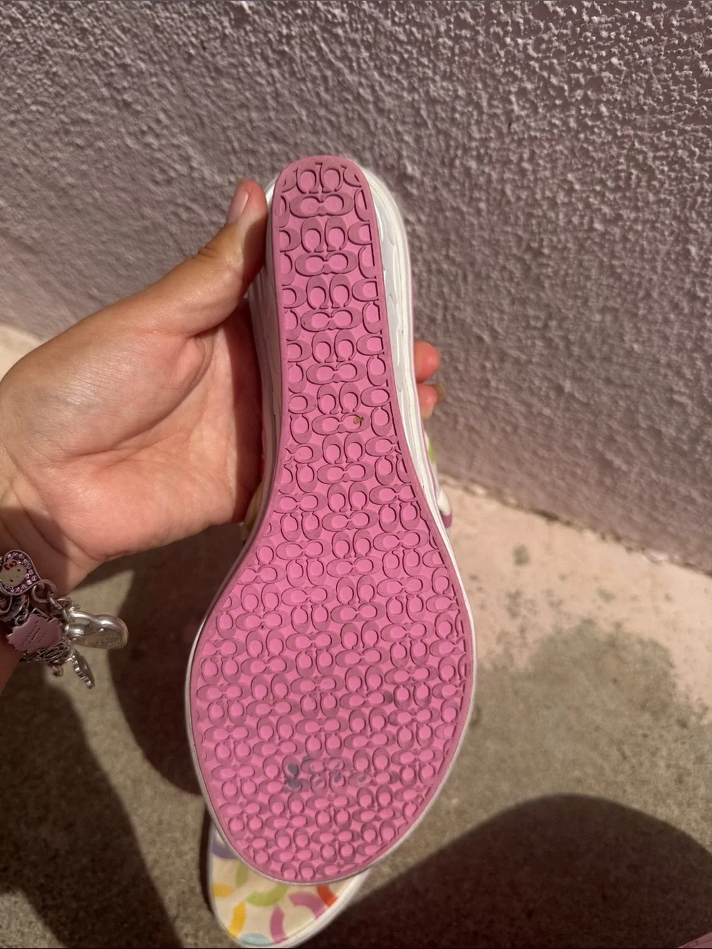Y2K Coach Dalores A0135 Wedge Flip Flops Multicolor Signature C Pink Size 9B